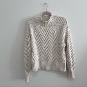 Cream Chevron High Neck Sweater